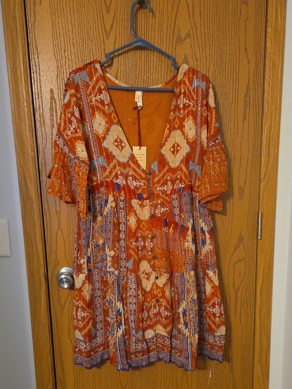RAGA Orange and Blue Printed Boho Dress